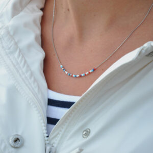 collier-fin-tonnerre de brest perles miyuki style marin montées sur fine chaine argenté