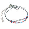 Bracelet fin 2 rangs perles miyuki style marin montées sur fine chaine argenté