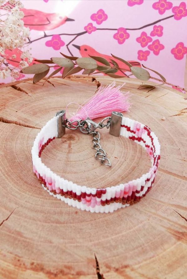 bracelet fleur de cerisier tissé
