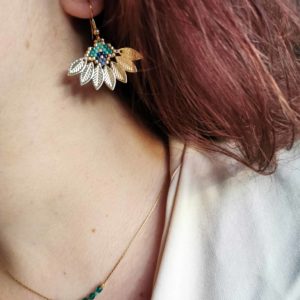 Boucles d'oreilles feuilles miyuki