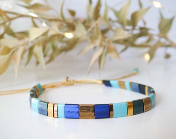 bracelet perles tila bleu