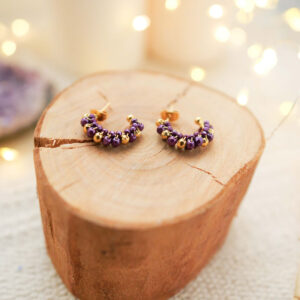 créoles perles violet